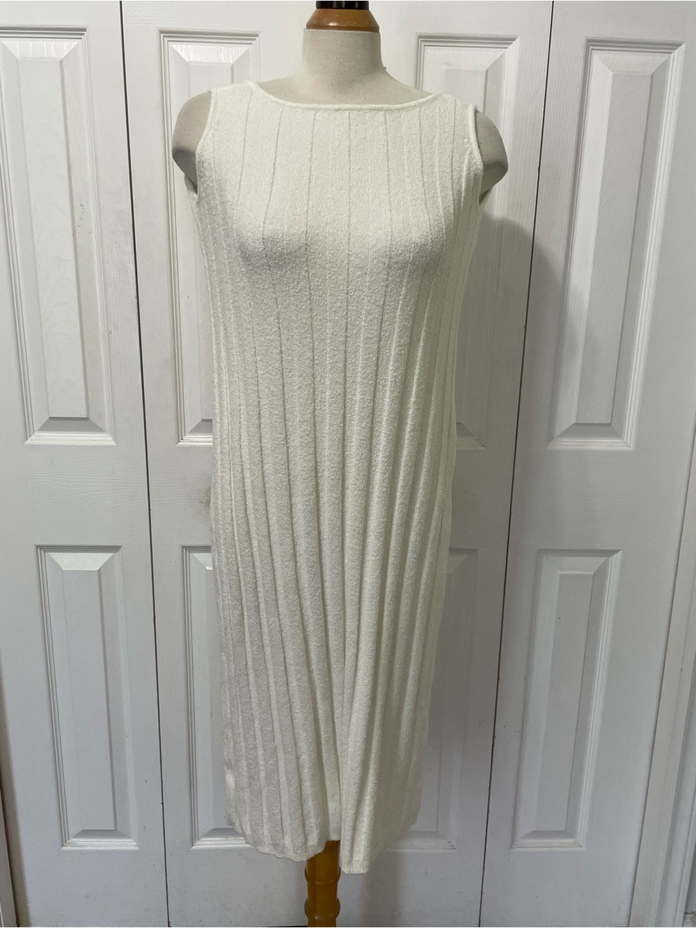 Sleeveless Ribbed Terry Cloth Midi Dress - Beach Cover up